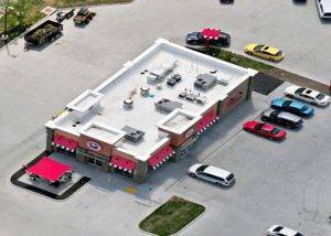 aerial view of Panda Express roof