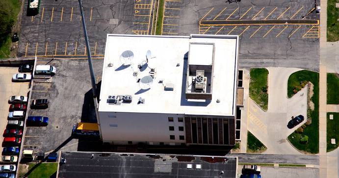 aerial view of multi-story office building