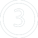 A dark gray circle with a white, bold number three in the center.